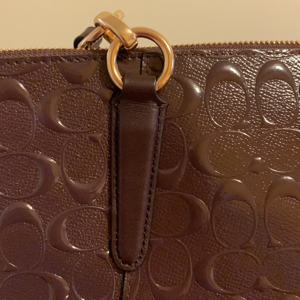 COACH Ava Embossed Signature Patent Leather Crossbody Bag Tote, Burgundy/Wine - Picture 15 of 16